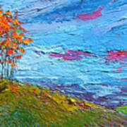 Autumn Sunset - Modern Impressionist Palette Knife Oil Painting Poster