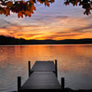 Autumn Sunset - Lake Waramaug Poster