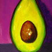 Avocado Modern Art, Kitchen Decor, Purple Background Poster