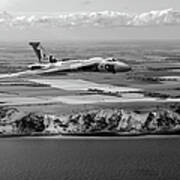 Avro Vulcan Over The White Cliffs Of Dover Black And White Versi Poster