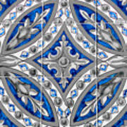 Azulejo - Blue Floral Decoration Poster