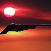 B-2 Stealth Bomber In The Sunset Poster