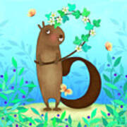 B Is For Beaver With A Blossoming Branch Poster