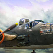 B25 Mitchell Bomber In Flight Poster