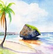 Barbados Bathsheba Beach Watercolor Poster