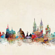 Barcelona City Skyline Poster