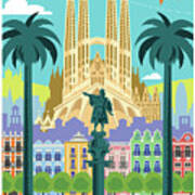 Barcelona Poster - Retro Travel Poster