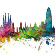 Barcelona Spain Skyline Panoramic Poster