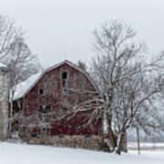 Barn After Recent Snow Poster