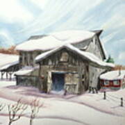 Barns In Snow Poster