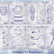 Baseball Patent History Blueprint Poster