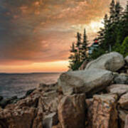 Bass Harbor Lighthouse Sunset Poster