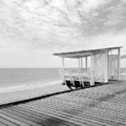 Beach Boardwalk Bnw Poster