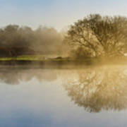 Beautiful Misty River Sunrise Poster