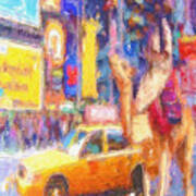Bedouin And Camel Walking In Manhattan Poster