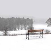 Bench In Snow Poster