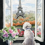 Bichon Frise In Paris Poster