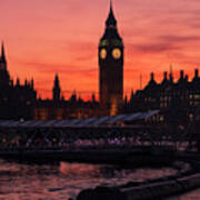 Big Ben Sunset, London Uk Poster