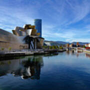 Bilbao In Autumn With Blue Skies Next To The River Nervion Poster
