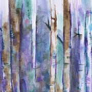 Birch Trees Abstract Poster