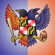 Birdland Baltimore Raven And Oriole Maryland Crest Poster