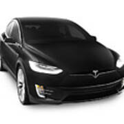 Black 2017 Tesla Model X Luxury Suv Electric Car Isolated On Whi Poster
