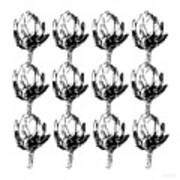 Black And White Artichokes- Art By Linda Woods Poster