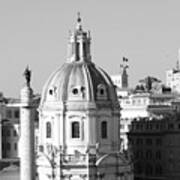 Black And White Rooftop In Rome Poster