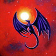 Black Dragon In A Red Sky Poster