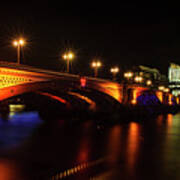 Blackfriars Bridge Illuminated In Orange Poster