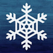 Blue And White Snowflake- Art By Linda Woods Poster