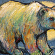 Blue Bear Grizzly Bear In A Full Moon Poster