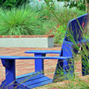 Blue Chair In Albin Polasek Museum Gardens Poster