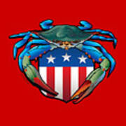 Blue Crab Usa Crest Poster