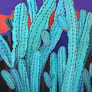 Blue Flame Cactus Acrylic Poster