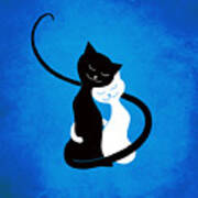 Blue Love Cats Poster