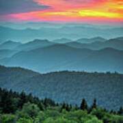 Blue Ridge Parkway Sunset - The Great Blue Yonder Poster