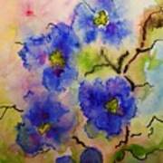 Blue Spring Flowers Watercolor Poster