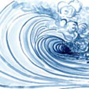 Blue Wave Modern Loose Curling Wave Poster