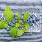 Blueberries On Marble Bakground Poster
