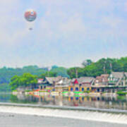 Boathouse Row And The Zoo Balloon In Philadelphia Poster