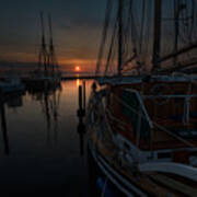 Boats In Sunrise Light Poster