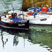 Boats Porthleven Harbour Poster