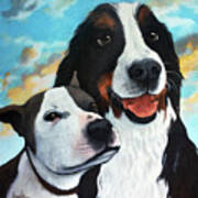 Bodhi And Lily  Pet Portrait Poster