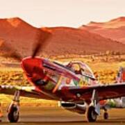 Boeing North American P-51d Sparky At Sunset In The Valley Of Speed Reno Air Races 2010 Poster