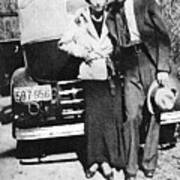 Bonnie And Clyde With A Car Clyde Stole 1933 Poster