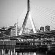 Boston Zakim Bridge Black And White Photo Poster