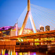 Boston Zakim Bunker Hill Bridge At Night Photo Poster