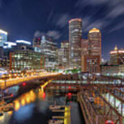 Boston's Skyline At Night Poster