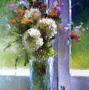 Bouquet At Window Poster